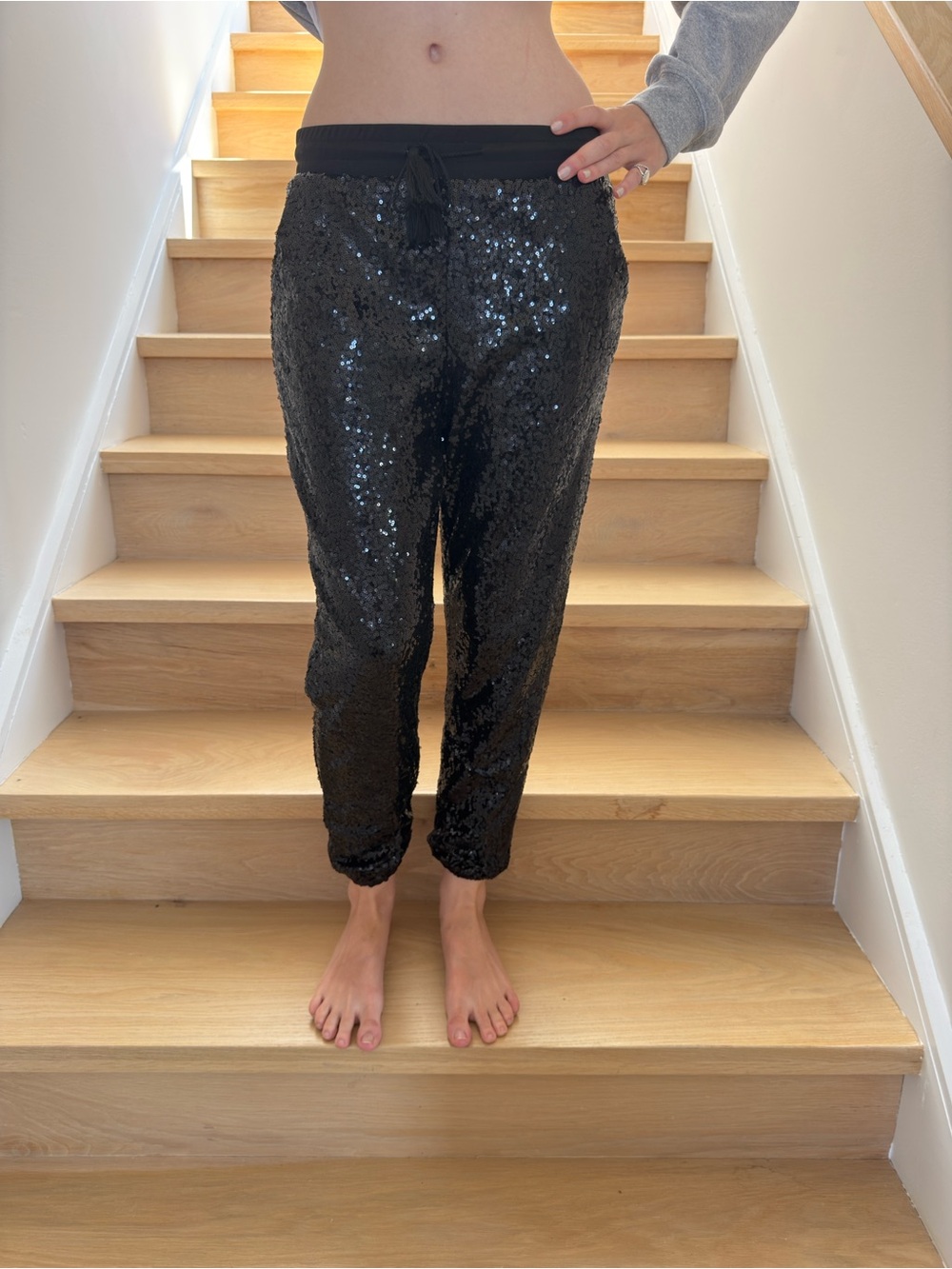 Black Sequin Jogger Pants